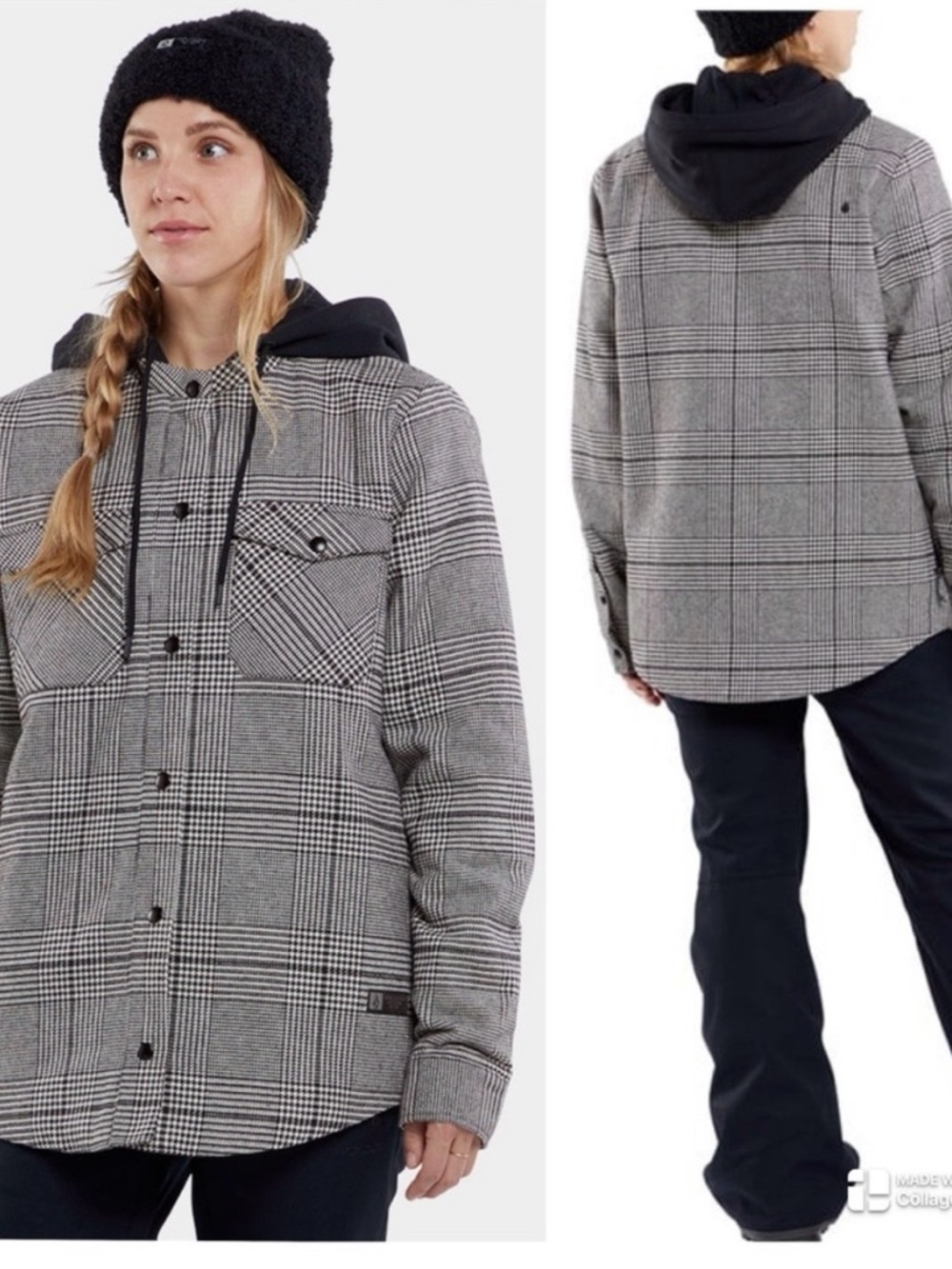Volcom Insulated Hooded Flannel Jacket Medium Like New